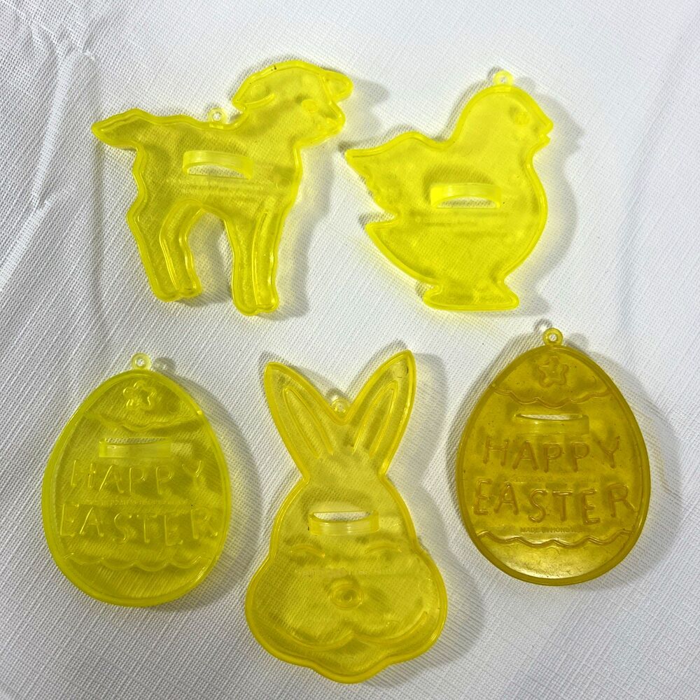 Vintage Cookie Cutters - Easter - Translucent Plastic - Set of 5 - Lot